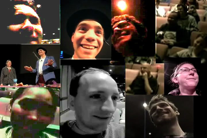A composite of 14 audience members watching magic audiencecampic
