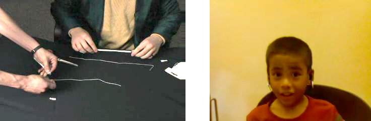 The film was cropped to show only hands and torso (left) while the spectator was recorded (right) cropping